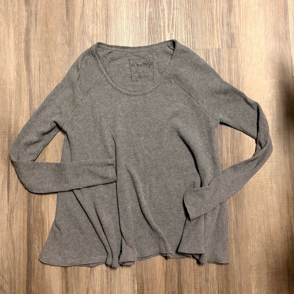 Free People Charcoal Waffle Knit Top